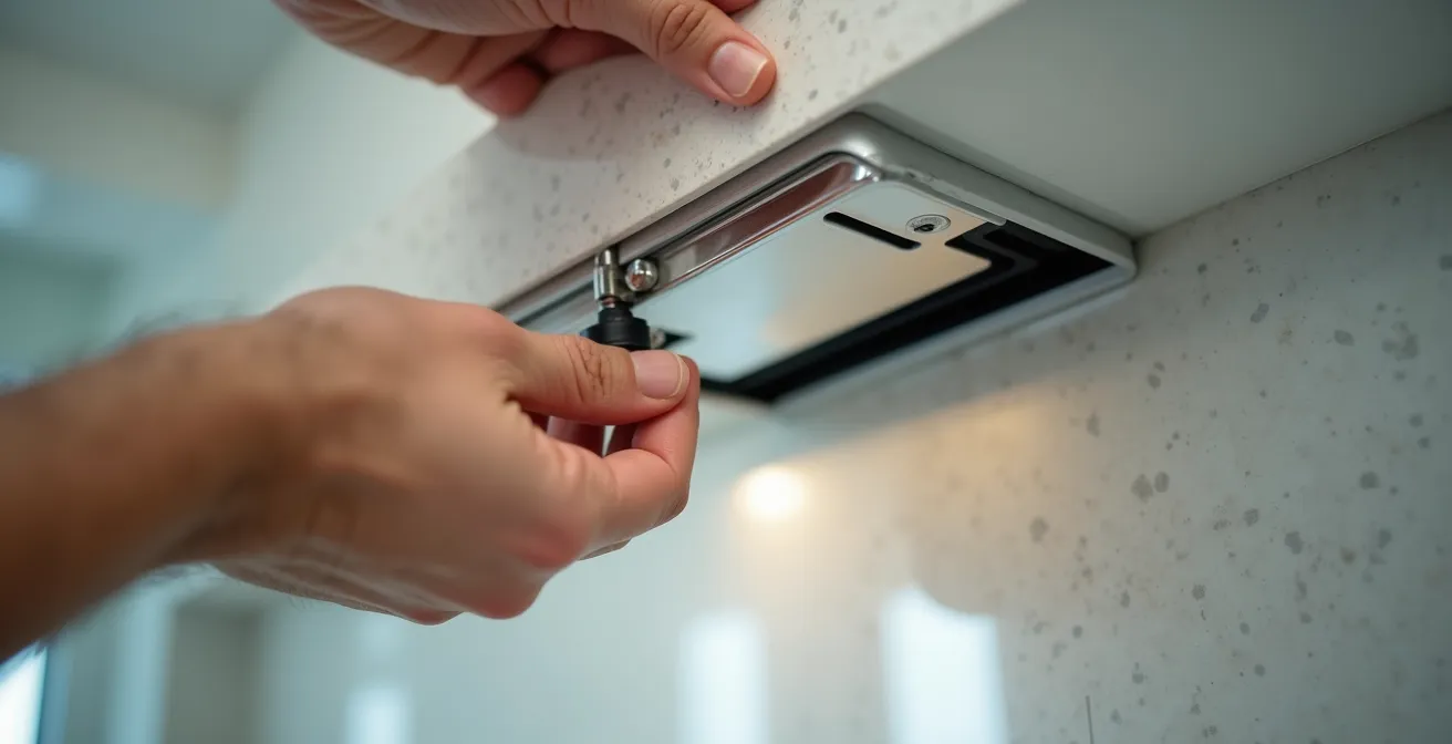 Trampilla de registro en falso techo de baño para mantenimiento de aire acondicionado