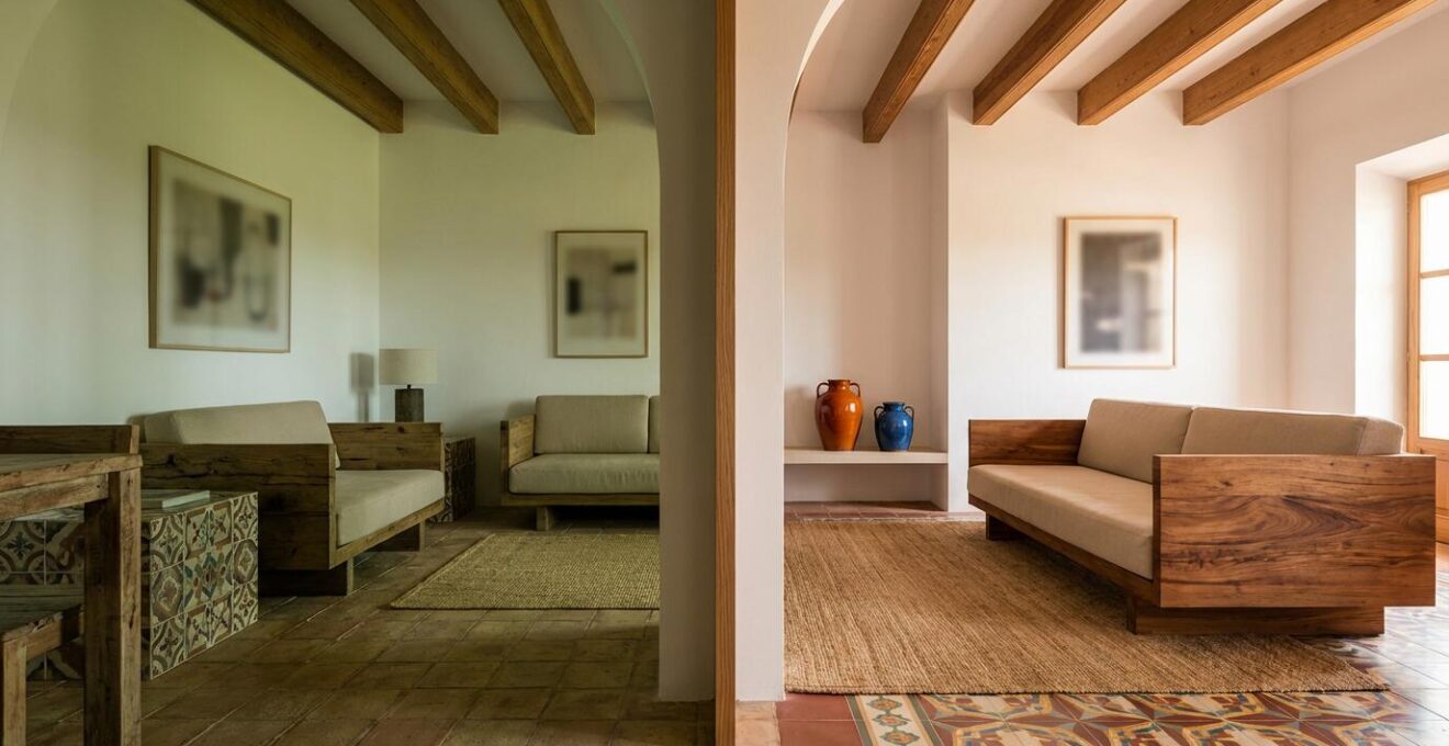 Comparación visual del impacto del CRI en la decoración del hogar con iluminación LED