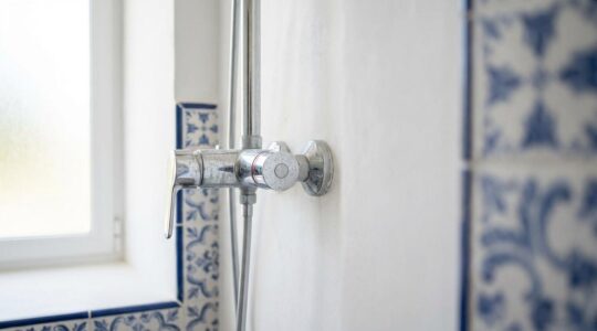 Grifo termostático afectado por depósitos de cal en zona de agua dura