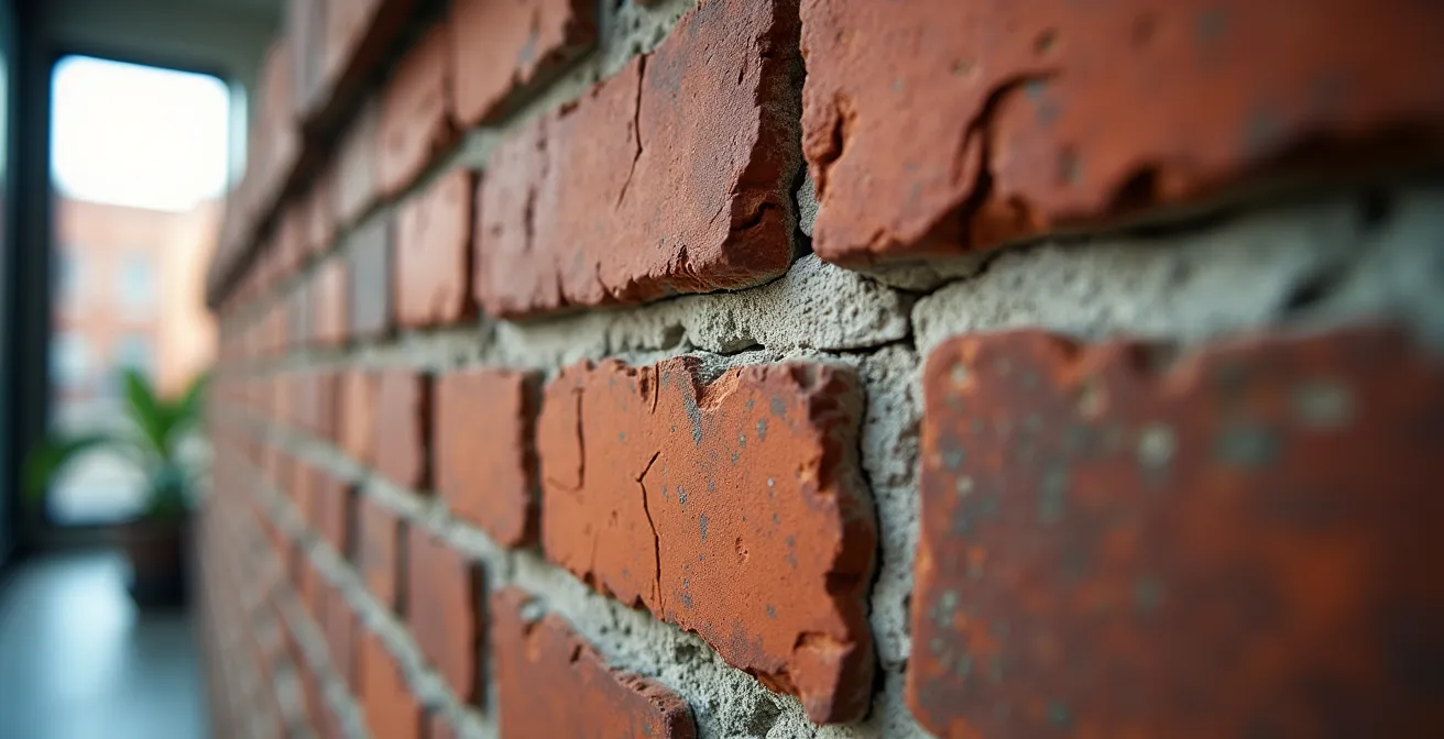 Muro de ladrillo visto restaurado con técnicas profesionales en interior contemporáneo