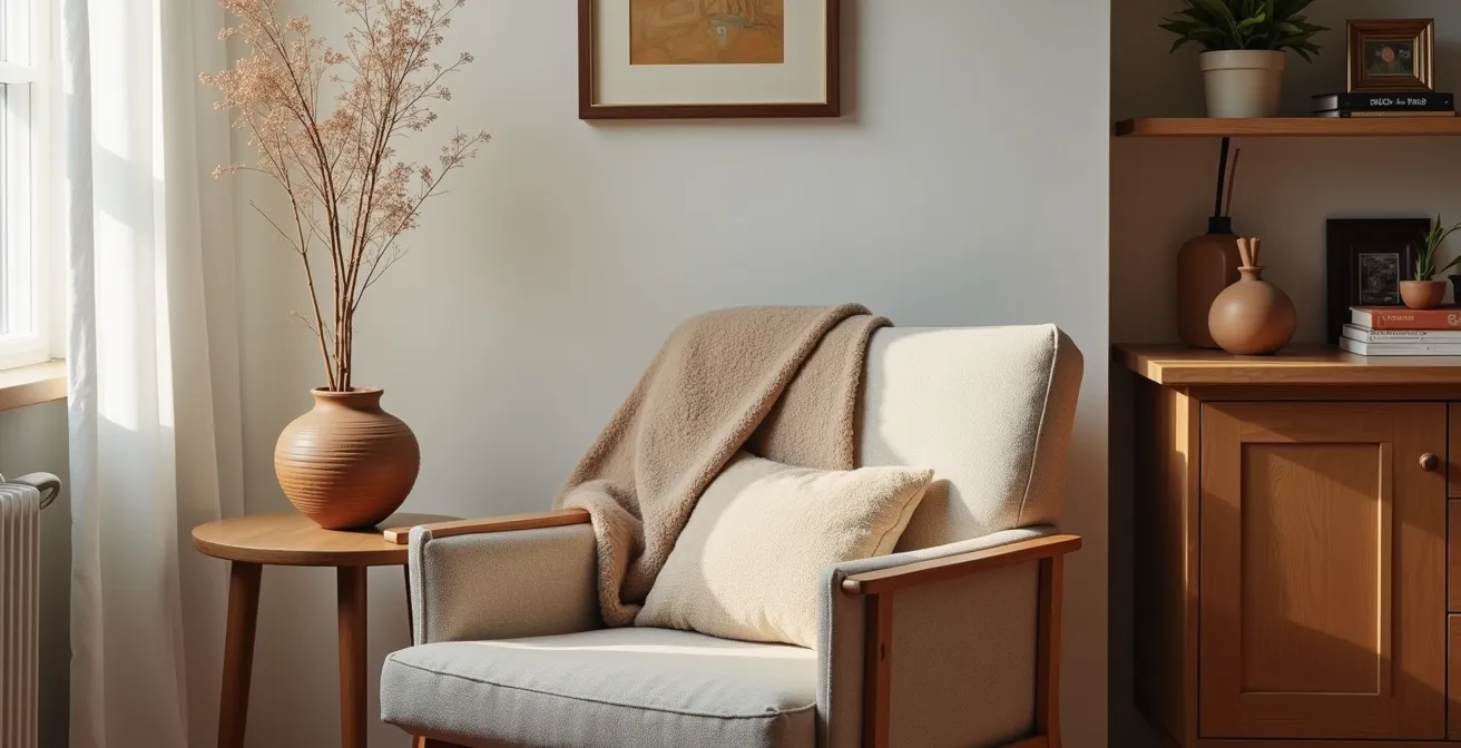 Rincón acogedor con estilo nórdico y elementos personales en hogar español